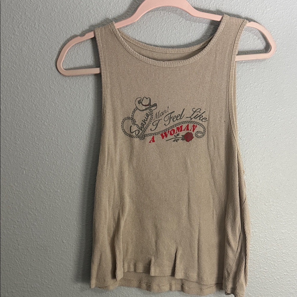 Women's Beige Graphic Tank Top
